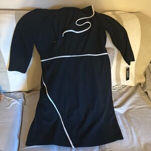 Glamour Black and White 3/4 sleeve Knee length dress